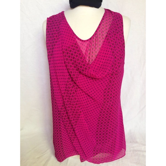 CAbi #983 Fuchsia Drape Neck Sleeveless Blouse Med - Picture 3 of 8